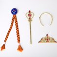 thumbnail image 5 of 3Pcs Baby Girls Snow Queen Magic Wand Gold Tiara Crown Blonde Braid Wig Hair Set, 5 of 5