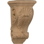 Angle View: 3 1/2"W x 4"D x 7"H Small Shell Corbel, Red Oak