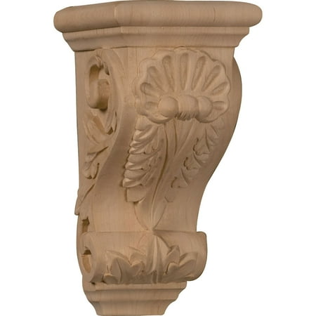 3 1/2"W x 4"D x 7"H Small Shell Corbel, Red Oak
