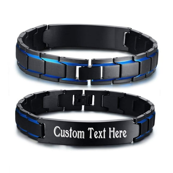 Vagzen Stainless Steel Link Personalized Bracelet for Men Chain Bracelet for Men Dad Wristband Adjustable