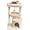 Beige, variant on ANHXN Small Leopard Print Cat Tree for Indoor Cats, Cat Tower with Scratching Post, Modern Cat House with Padded Perch, Kittens Condo with Cradle