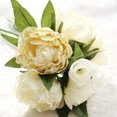 thumbnail image 5 of Fake Flowers with Vase, Silk Roses Artificial Flowers in Vase, Faux Flower Arrangement with Vase Suitable for Home Office Decoration, Dining Table Centerpiece(WHITE), 5 of 8
