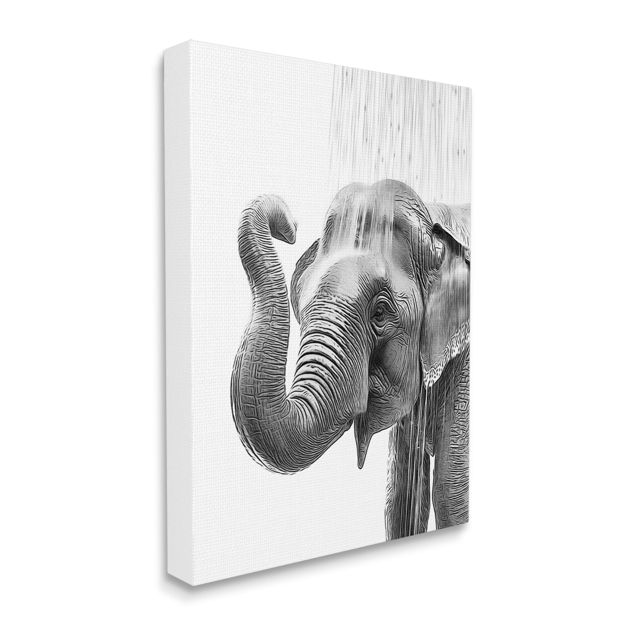 Stupell Industries Elephant Bathroom Splash Animals & Insects Painting Gallery Wrapped Canvas Art Print Wall Art, 30 x 40