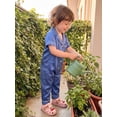 thumbnail image 4 of Cenuakty Baby0-24M Jumpsuit Casual Short Sleeve Lapel Collar Contrast Line Button Up Romper Footless Newborn Pajamas, 4 of 9
