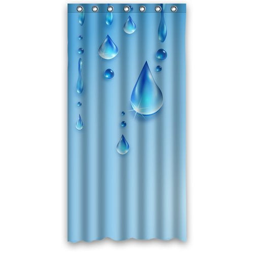 MOHome Blue Water Drops Under Blue Water Shower Curtain Waterproof