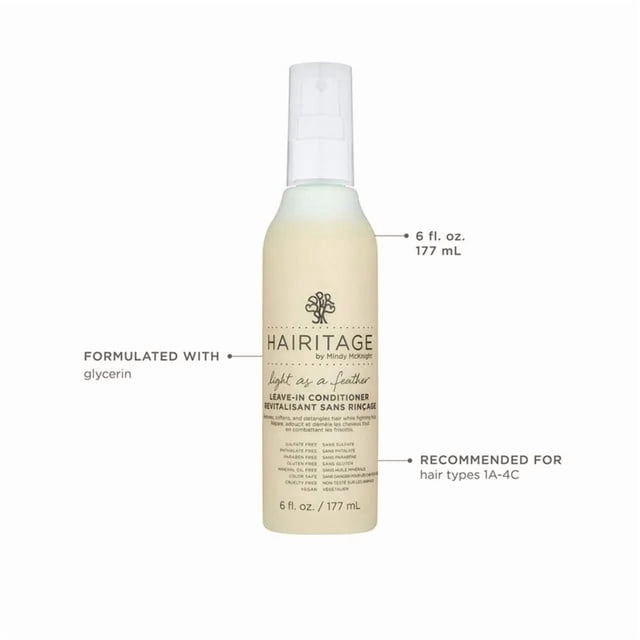 Hairitage Light As A Feather Leave-In Conditioner, Restoring and Softens hair, Glycerin, 177ml