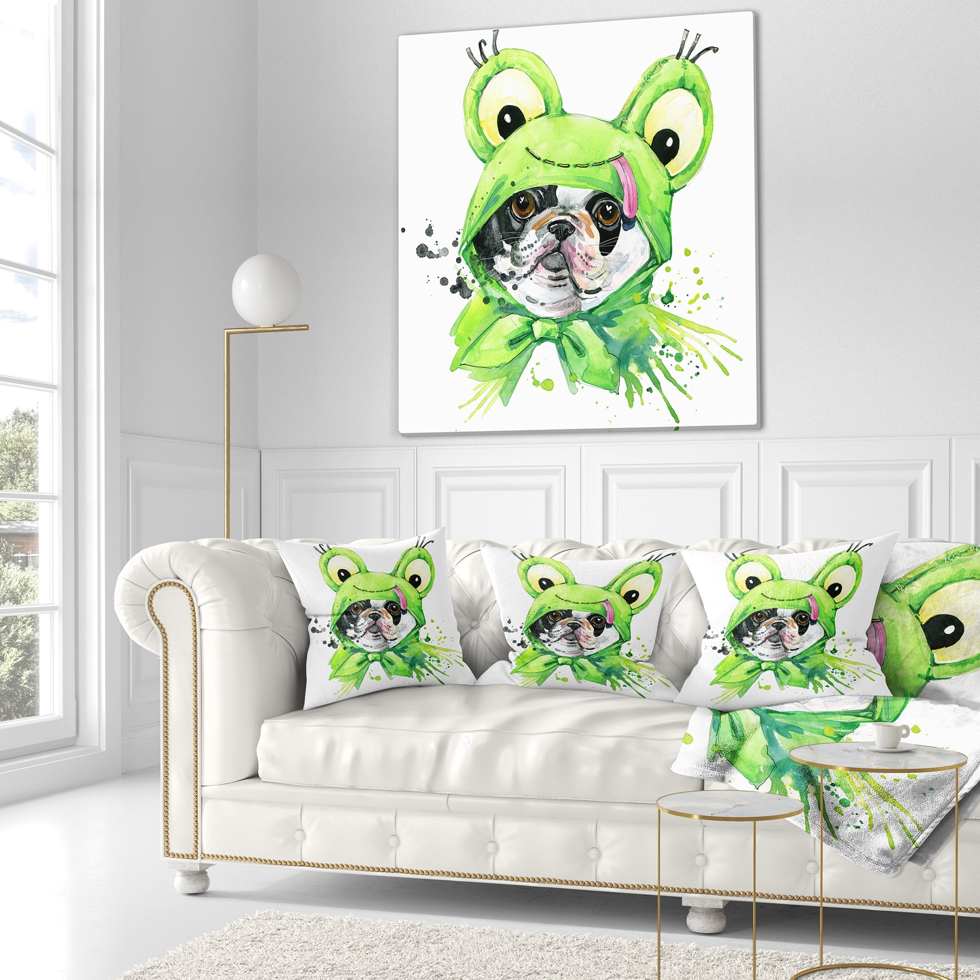 Designart French Bulldog Illustration - Animal Throw Pillow - 18x18