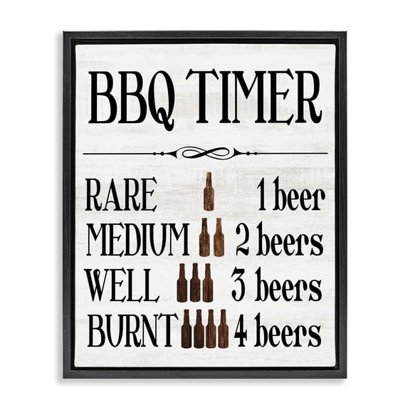 Stupell Industries Rustic Lodge BBQ Timer Funny Beer Black Floating Frame Canvas Art, 17 x 21, by Lil' Rue