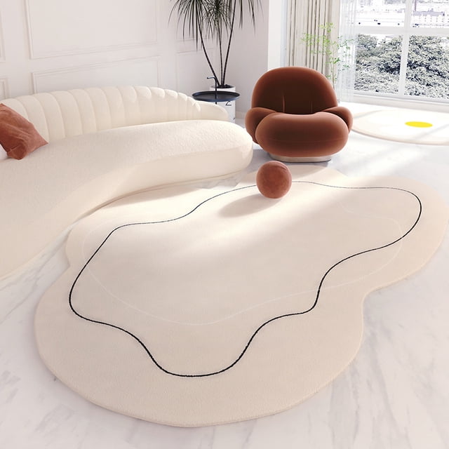 Alfombra de sala de estar de estilo crema, alfombra de invierno de imitación de cachemira gruesa, alfombra de cabecera, alfombra antideslizante para sofá de hogar, alfombra para dormitorio