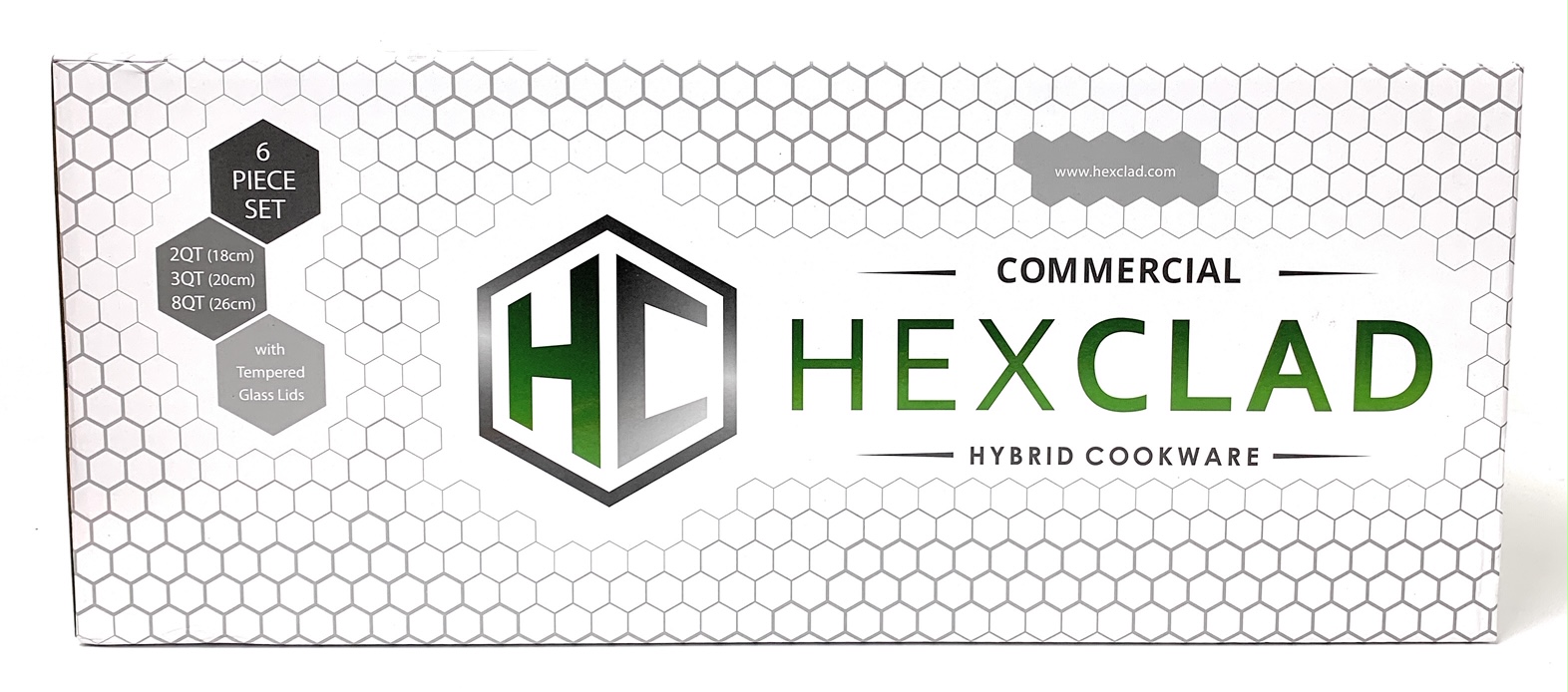 Hexclad Hybrid Cookware 6 Piece Cookware Set WIth Tempered Glass Lids