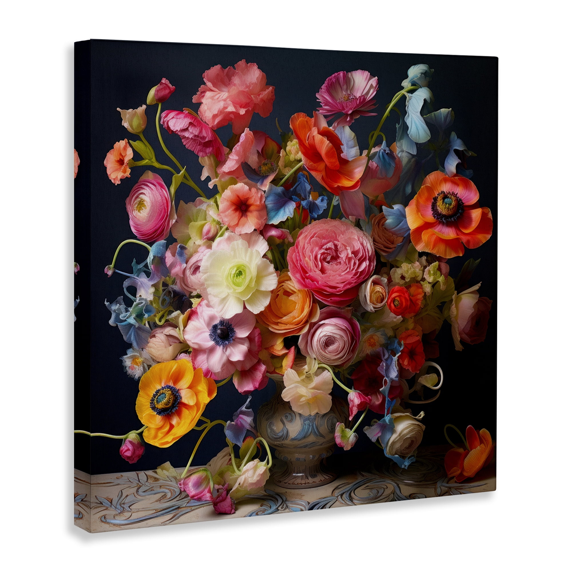 Stupell Industries Mixed Full Bouquet Botanical & Floral Painting Gallery Wrapped Canvas Art Print Wall Art, 17 x 17