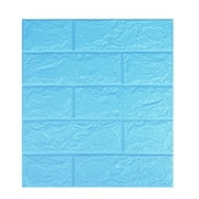 Pompotops 2PCS DIY 3D Brick, Wall Panels Peel and Stick, PE Foam Wallpaper Panels Room Decal Stone Decoration Embossed, Sky Blue