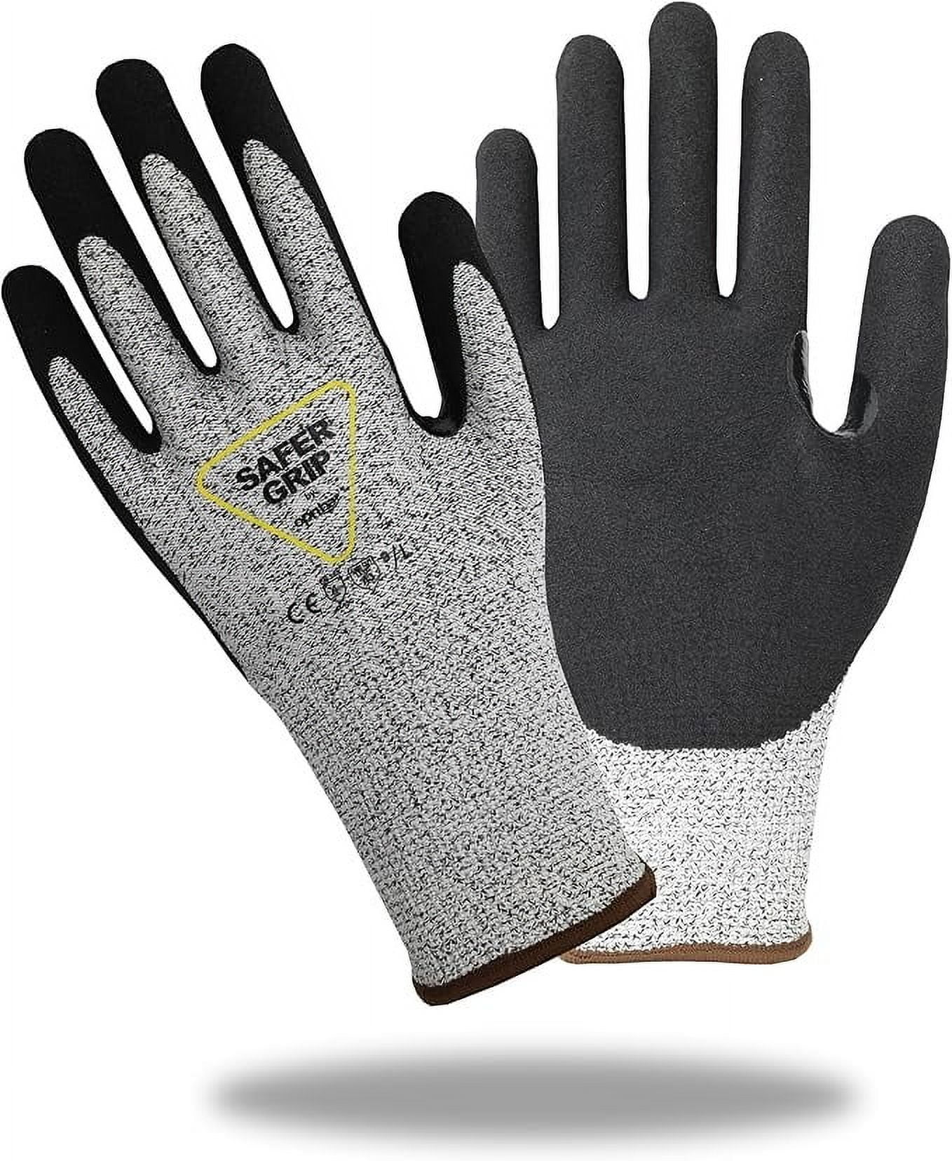 OPNBar Nitrile Coated Work Gloves - Touchscreen Compatible, A3 Cut Resistant, Reinforced Thumb Crotch, Safer Grip for Work (A3 Large, 12 Pair)