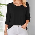 thumbnail image 2 of Godom Blouses for Women Dressy Casual 3/4 Length Sleeve Womens Tops Solid Color Tshirt, 2 of 7