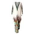 thumbnail image 4 of Women Floral Print Kaftan Dresses Plus Size Bathing Suit Cover Up Moo Moos Caftan Beach Dress for Swimwear Summer for Home Lounging Beach Resort(Blue,One Size), 4 of 4