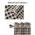 thumbnail image 6 of Western Texas Star Retro Bathroom Window Curtain, Country Vintage Black Beige Plaid Light Filtering Coffee Kitchen Curtains, Bedroom Living Room Curtains 2 Panel 84"x45", 6 of 6