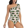 thumbnail image 3 of Sikiie Cute Armadillo Print Women One Piece Swimsuits Tummy Control One Shoulder Bathing Suits Ruffle Swimwear, From S to XXL-X-Large, 3 of 6