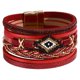 thumbnail image 2 of Pulsera multicapa envolvente, joyería, regalos, pulsera boho hecha a mano, cuerda trenzada Rojo, 2 of 9