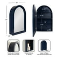 thumbnail image 5 of Kate and Laurel Arcott Modern Arched Bathroom Cabinet with Mirror, 20 x 6 x 30, Navy Blue, Coastal Wooden Bathroom Mirror with Storage for Bath Medicine Cabinet or Over-the-Toilet Storage Option, 5 of 9
