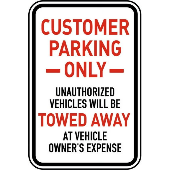 Vinyl Stickers - Customer Parking Only Sign R9 - Safety and Warning Warehouse Signs Stickers - 3.5" x 5" - 3 Pack