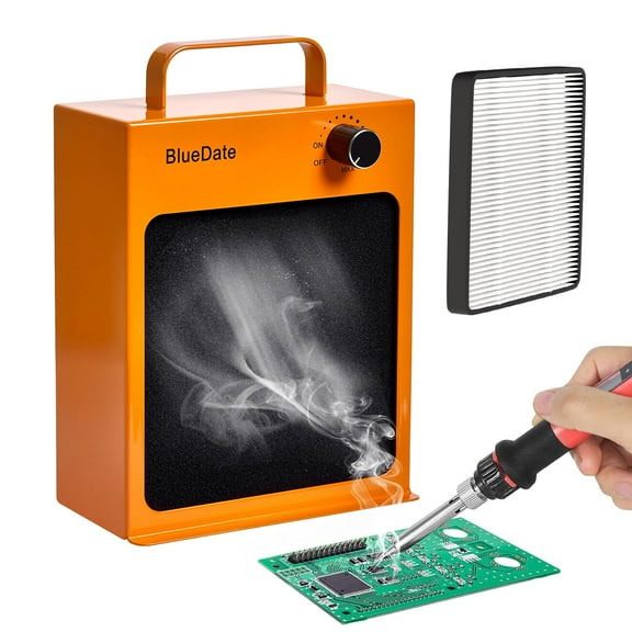 BlueDate HEPA Solder Fume Extractor with HEPA and Carbon Filter - Portable Smoke Absorber for DIY Soldering, Engraving, Jewelry Making