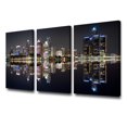 thumbnail image 3 of TISHIRON 3PCS Framed Canvas Wall Art Set,36"x24" Detroit Skyscrapers Night Scene Canvas Art Decor, 3 of 7