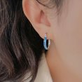 thumbnail image 3 of SmartBy 1 Pair Lady Hoop Earrings Faux Moonstone Geometric Round Circle Shape Lightweight Smooth Alloy Birthday Anniversary Valentines Day Gift Ear Jewelry, 3 of 7