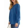 thumbnail image 4 of UVN Plus Size Tops for Women Pleated Long Sleeve Shirts Dressy Casual Crewneck Fall Blouses, 4 of 9