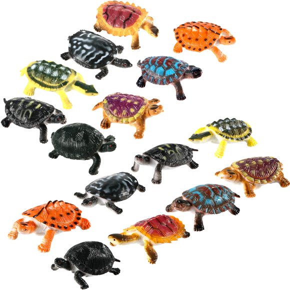 Bememo 16 Piezas Tortugas de Plástico Decoraciones para Fiestas Pequeños Juguetes de Tortugas Marinas Mini Figuras de Animales del Océano de Plástico Realistas Tortugas Falsas de Baño Juguete Educativ