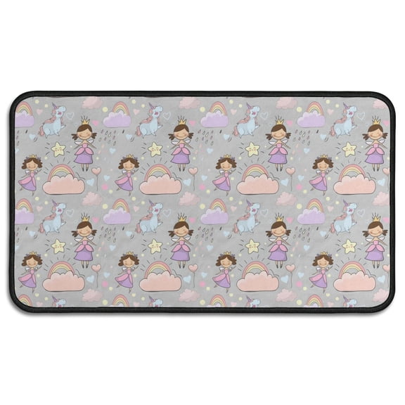 Pastel Princess Unicorn Pattern Door Rugs,Washable Non Slip Door Mats Indoor,Decorative Door Mats,Entry Mat Indoor for Entrance,Bedroom,Kitchen,Bathroom,30"x17"