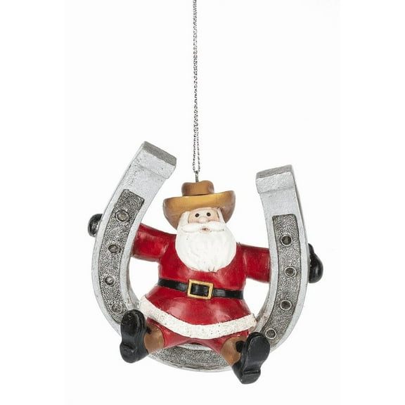 SANTA IN HORSESHOE Western Christmas Ornament by Midwest CBK