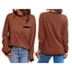 thumbnail image 3 of Suéter de Punto Suave A Rayas para Mujer, Camisa Holgada con Bolsillo en el Pecho. Marrón Oscuro XXL, 3 of 5