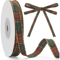Triani 0.4Inch Christmas Gingham Ribbon 25 Yard Woven Edge Gingham Ribbon for Gift Wrapping Crafts Party Home Decoration
