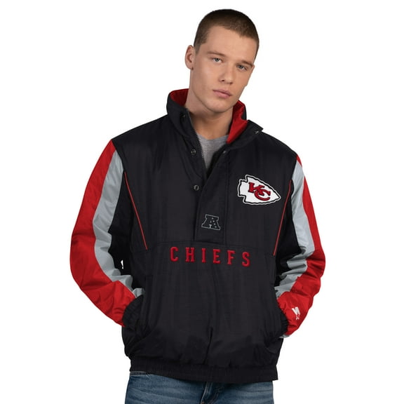 Men's Starter  Black Kansas City Chiefs Thursday Night Gridiron Half-Zip Jacket
