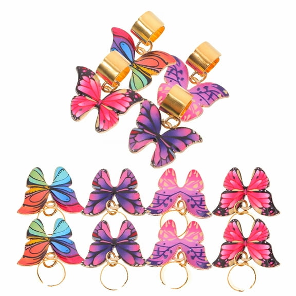 VANIDO 18pcs Butterfly Hair Clips Dreadlock Accessories Hair Jewelry for Braids Hair Cuffs Charms Rings Hair Charms for Braids Butterfly