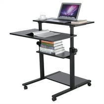 Wood Mobile Standing Desk Height Adjustable Computer Workstation