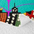 thumbnail image 5 of Erosebridal Neon Spider Web City Quilt Full for Boys Girl, Teal Purple Halloween Cartoon Town Full Bedspread Sets, 3pcs, 5 of 7