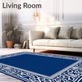 thumbnail image 2 of ODIKA 4'x6' Machine Washable Non-Slip Area Rug, Botanical Scrollwork with Intricate Interlocking Borders High Traffic Rug, Blue, 550995, 2 of 7