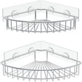 thumbnail image 1 of Corner Shower Caddy Wall Mounted Bathroom Shelf with Adhesive Storage Organizer for Toilet Dorm and Kitchen Silver, 1 of 7
