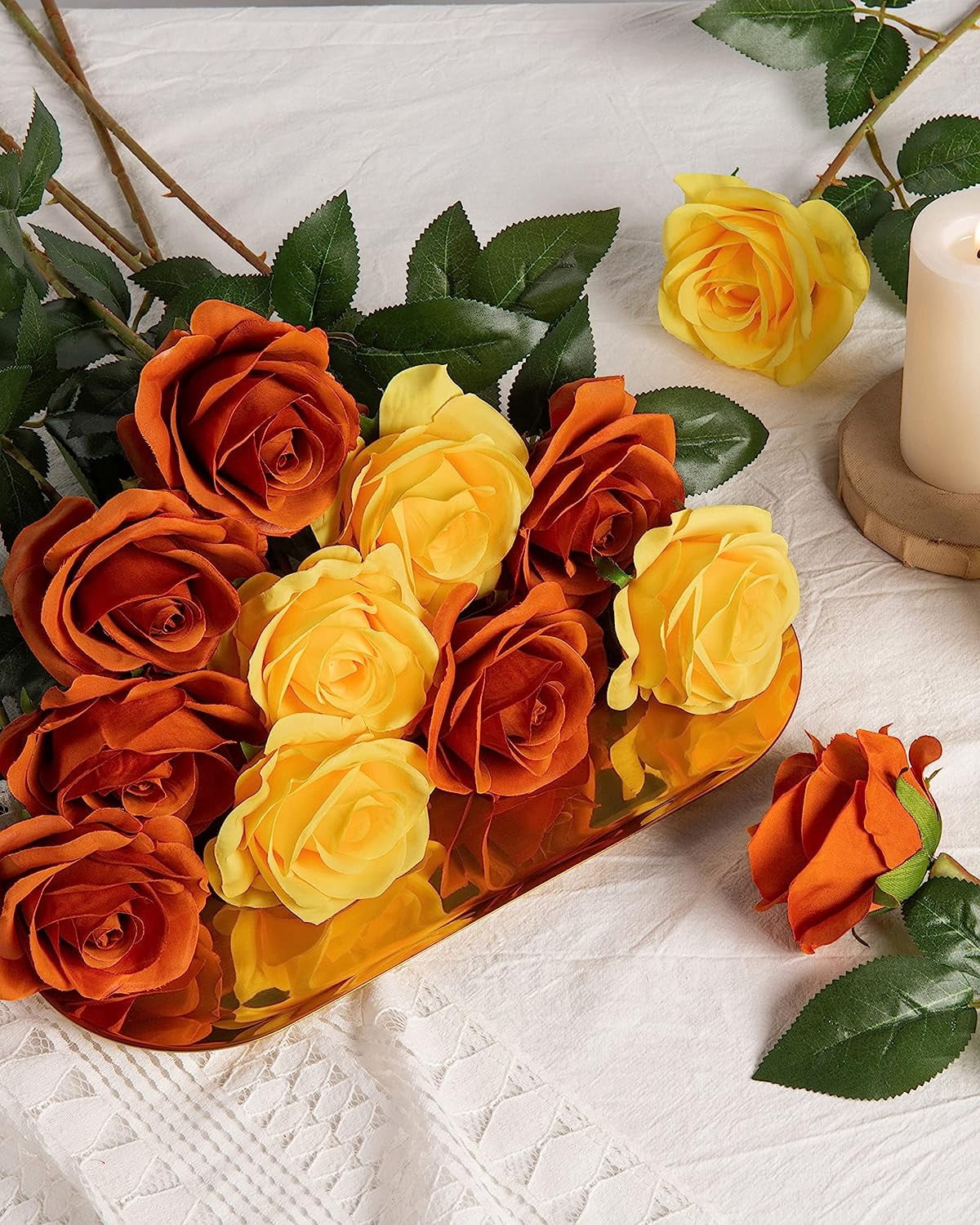 10pcs Fake Black Roses Artificial Silk Flowers Faux Rose Flower Long Stems Bouquet for Arrangement Wedding Centerpiece Party Home Kitchen Decor (Black)