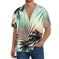 thumbnail image 3 of Naloa Tropical Summer Palm Men's Loose Fit Cuban Collar Short-Sleeve Shirt with Button-down and Chest Pocket for Everyday Wear Outings - Small, 3 of 7