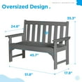 thumbnail image 5 of Nalone Outdoor Bench, 48in HDPE Bench with Armrest for Garden, Patio, Backyard, Gray, 5 of 8