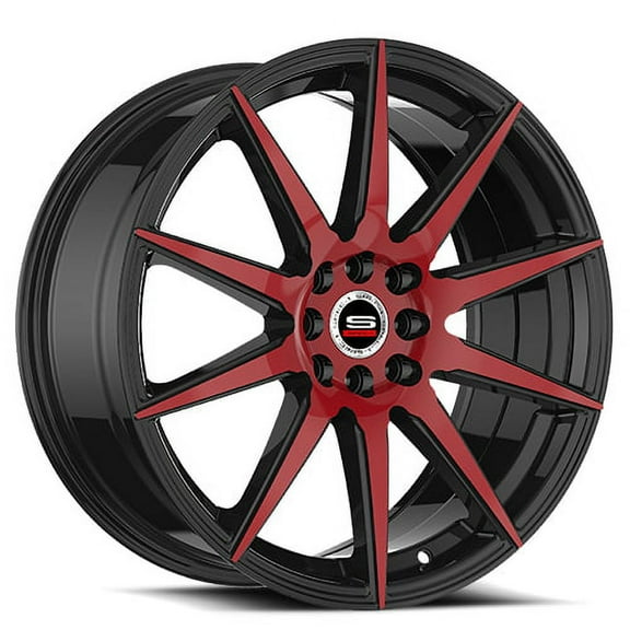 18x8 Spec-1 SP-51 Gloss Black & Red Machined Wheel 4x100/4x4.5 (38mm)