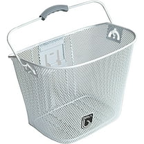 Bicycle Basket with Bracket White, Front Quick Release Basket, Removable, Wire Mesh Bicycle Basket, fit Handlebar Size 25.4 mm, New, White by Biria