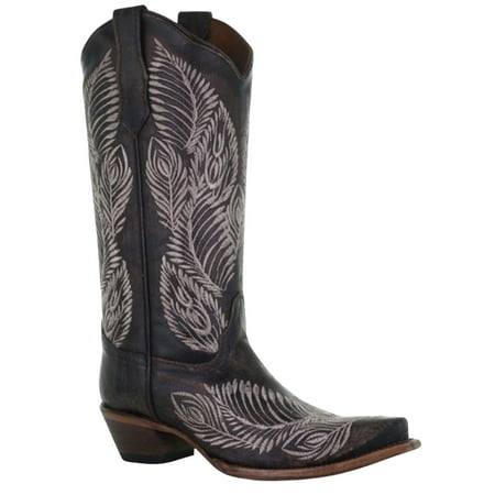 

Circle G Women s Feather Embroidery Western Boot Snip Toe - L5790 11 M US