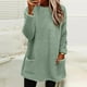thumbnail image 1 of Puntoco Blusa de manga larga cálida con bolsillo sólido suelto para otoño e invierno con cuello redondo para mujer Puntoco Puntoco-6988, 1 of 7