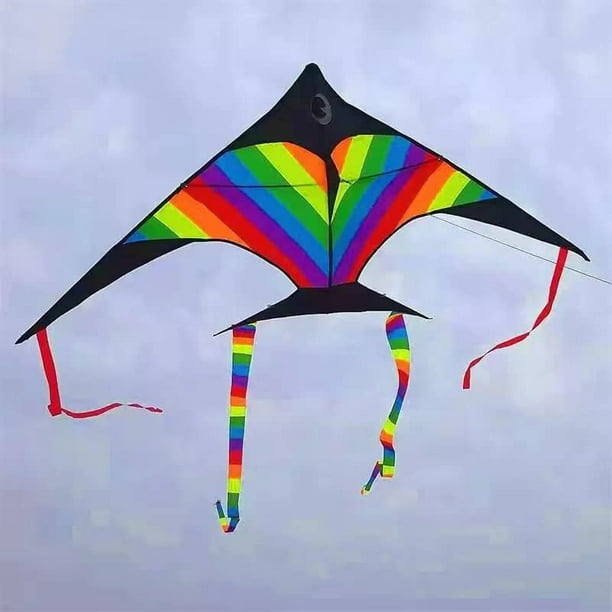 60” x 30” Large Colorful Rainbow Swallow Kite with 660ft String Reel,  Outdoor Game for Kids and Adults Easy to Fly- FunNest Living (Kite w/ 660ft  Reel) 
