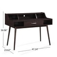 thumbnail image 6 of Mid-Century Modern Desk, Wenge Finish - Spacious Workstation with Cubbyholes, Stylish Wenge Wood Grain for Home Office, 6 of 9