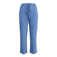 thumbnail image 6 of Yuanlook Women's Yoga Cargo Pants, Crinkle Fabric with Drawstring Waist & Wide Leg Fit, S-XXL, 6 of 6
