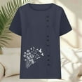 thumbnail image 5 of Gamivast Linen Tops for Women Casual Dressy Short Sleeve Floral Print Side Button Shirts Relaxed Fitting Crew Neck Blouses Summer Boho outfits, 5 of 5